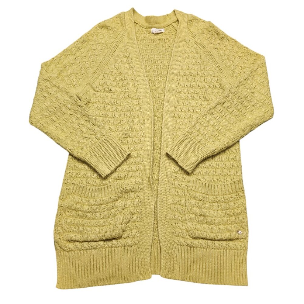 Fat Face Open Front Knit Cardigan Size 6 Yellowish Green